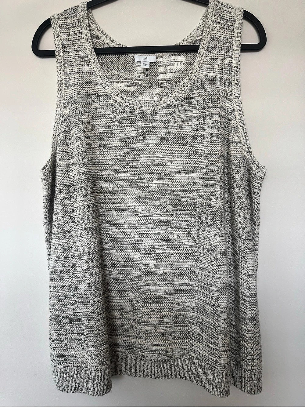 J.Jill Sleeveless Knit Top in Gray & White Size XL NWT Minimalist